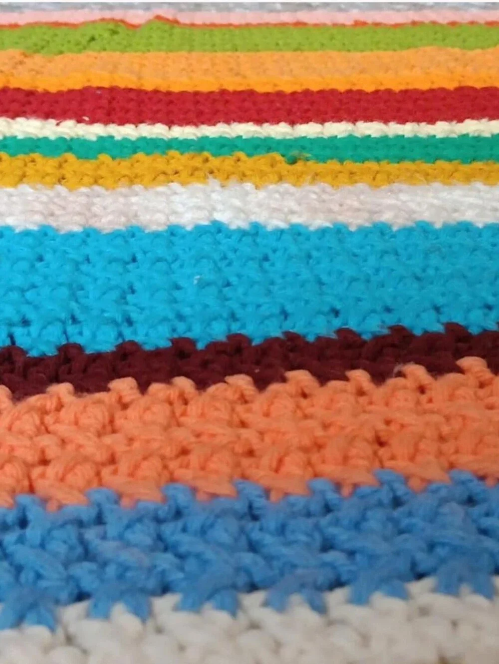 Vintage Hand Crocheted Afghan Throw Blanket Multicolor Rainbow Couch / Bed Boho